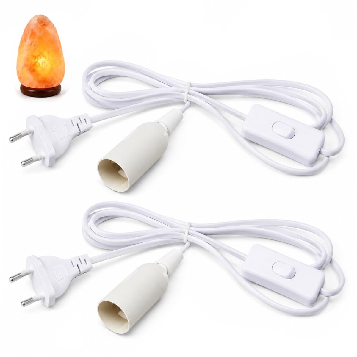 Zoutlamp - Zwart - 1,8 m - Textielkabel met E14 Fitting en Schakelaar - Voor Woonkamer en Slaapkamer