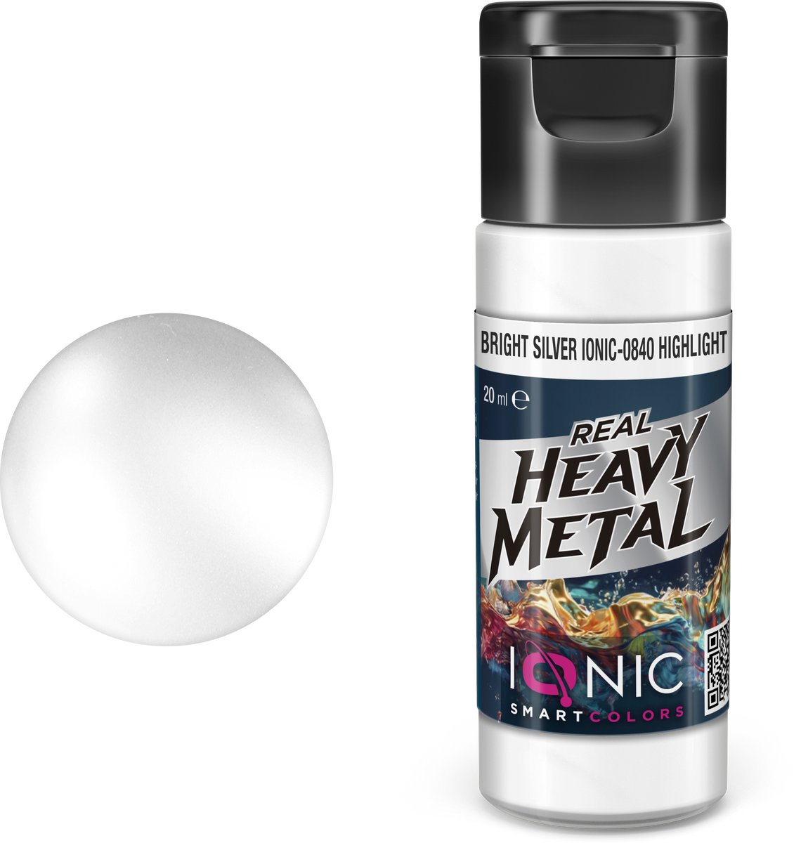 AMMO by Mig Jimenez Hobbyverf Acrylverf - MIG IO0840 Ionic Smart Colors - Real Heavy Metal - Helder Zilver - Highlight - Metallic Acryl - 20ml Verf potje - 20 ml