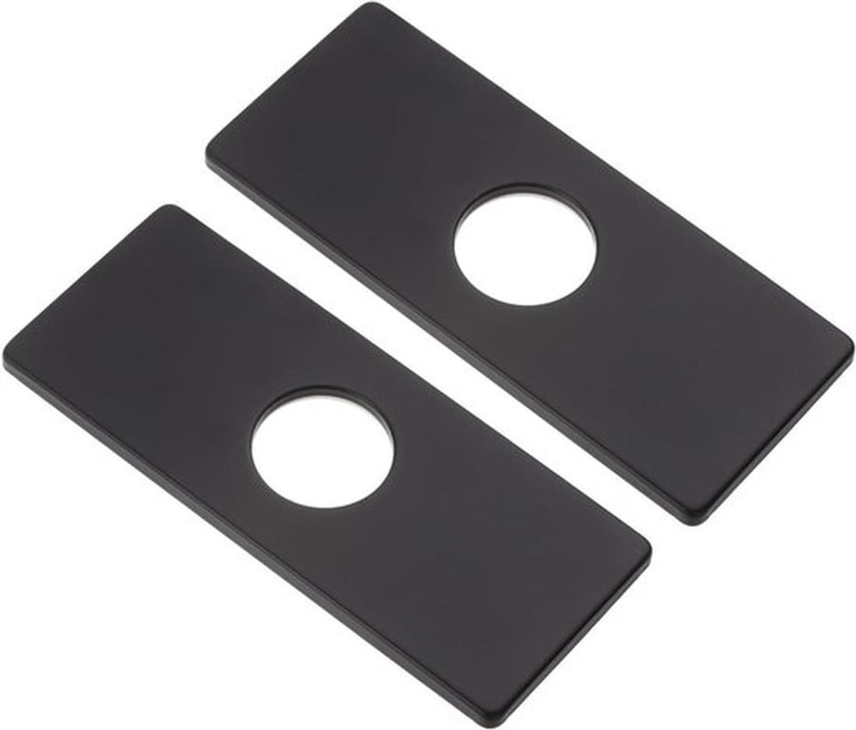 Afdekplaat voor gat 15,2 cm, roestvrij stalen plaat voor spoelbak, badkamer en keuken (zwart) met rechthoekig design.