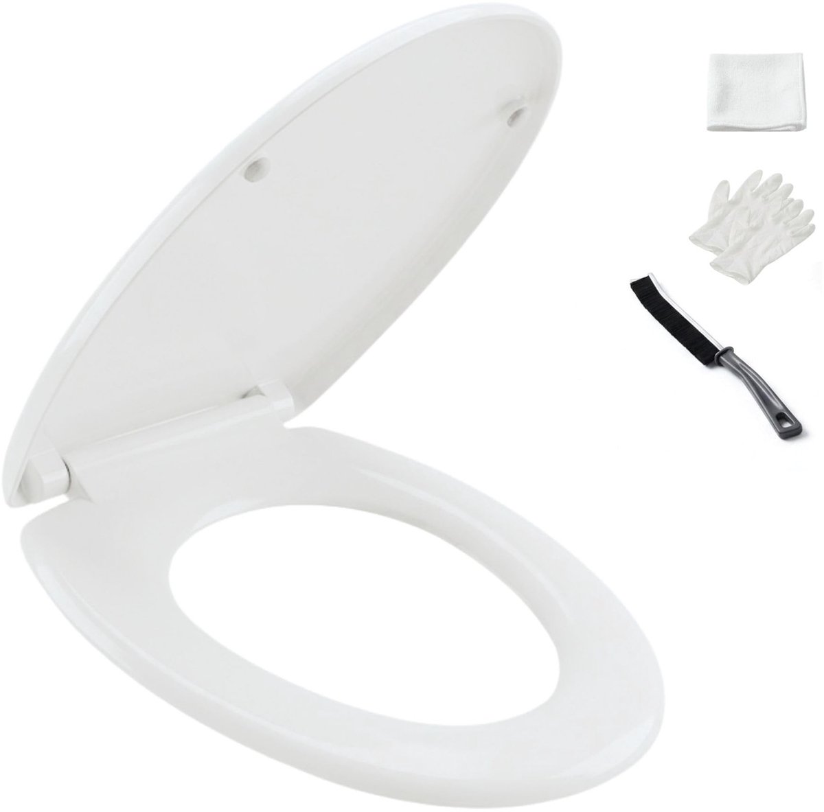 Solidchoice - Ovaal Wit Toiletdeksel met Soft-Close Mechanisme en Montagekit