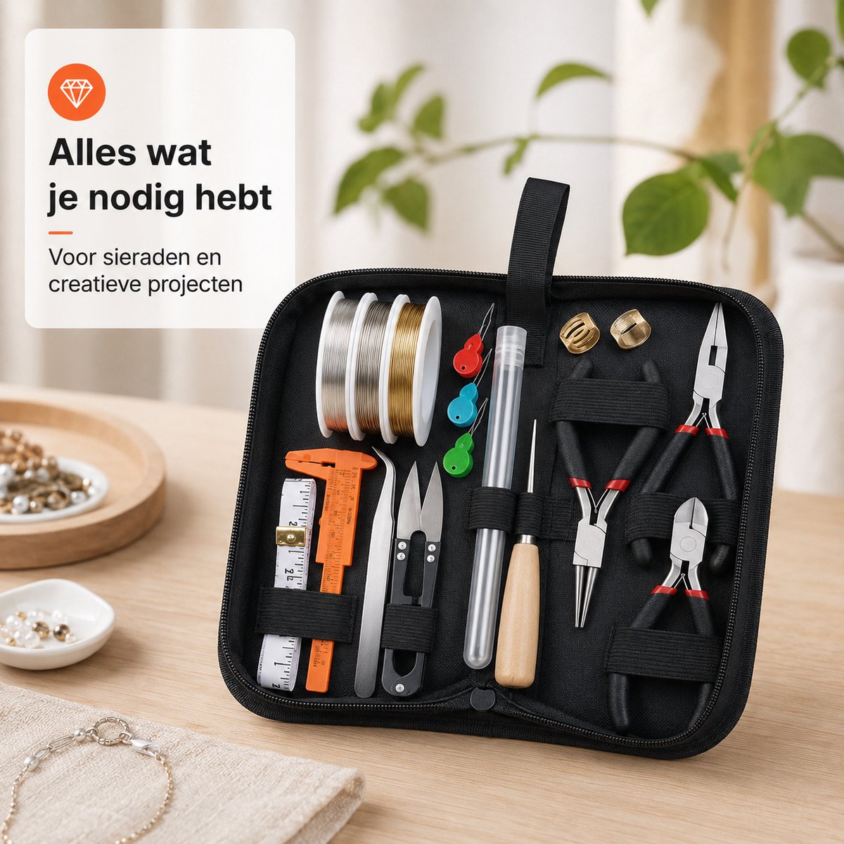 BOTC Sieraden Maken Set - 845 Sieradenonderdelen - Inclusief 3 Sieradentangen & Draad - Sieraden Reparatieset voor Armbanden, Kettingen & Oorbellen — cadeau in Hobby - foto 4