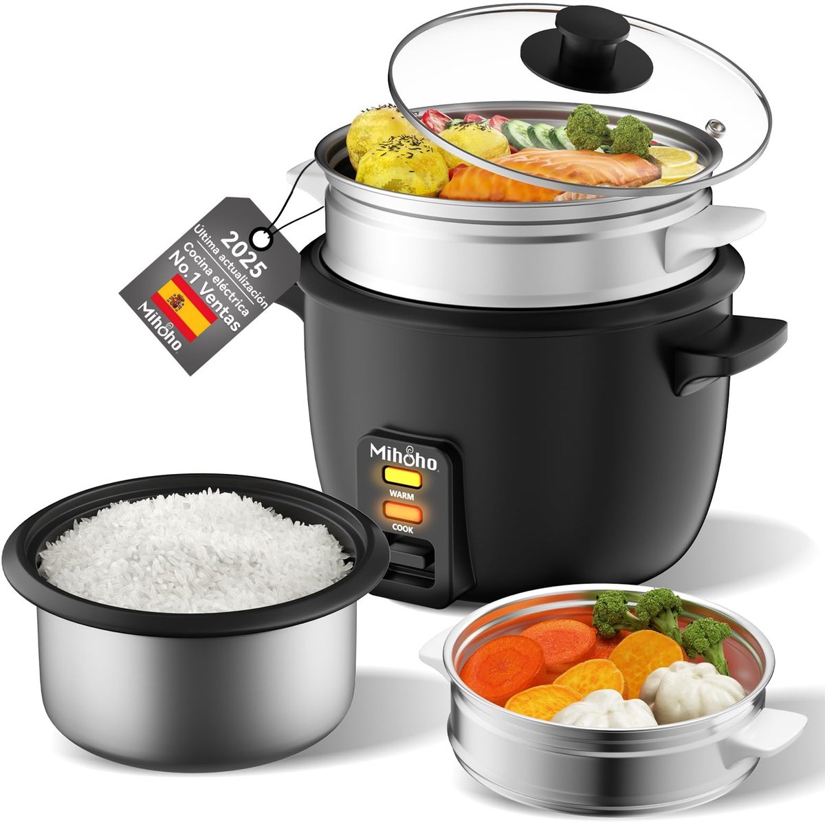 Solidchoice - Rijstkoker 1 Liter met Stoomfunctie en Anti-aanbakpan