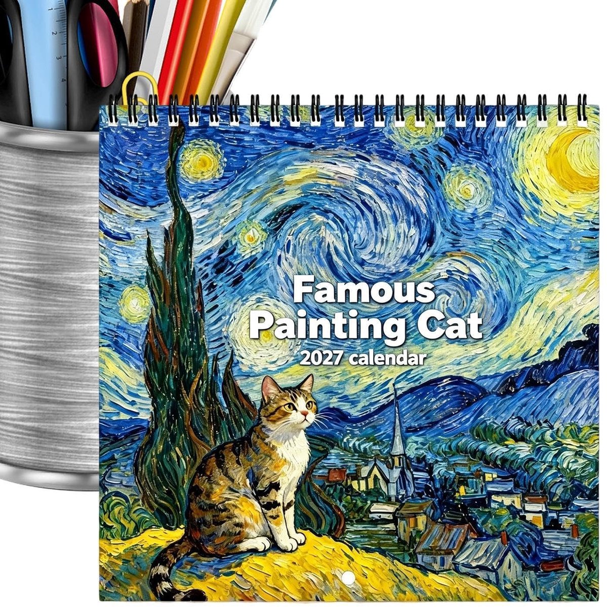 Solidchoice - 2027 Muurkalender met Schattige Katten voor Thuis en Kantoor