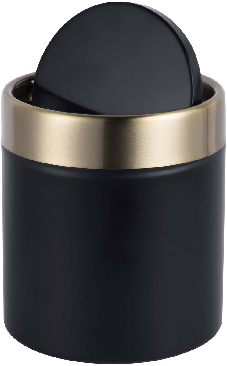Solidchoice - Miniafvalbak voor Tafel met Scharnierdeksel, 1.5L, Zwart/Goud