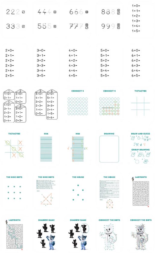 Kidywolf Navulling Kidydraw: Educatieve spelletjes en sommen, inclusief tic-tac-toe, connect 4 en doolhoven.