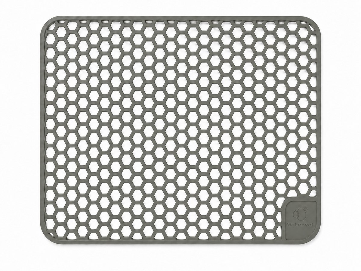 Waterval Gootsteenmat - Siliconen - Gunmetal Grey - 30 x 40 cm - Rechthoekig