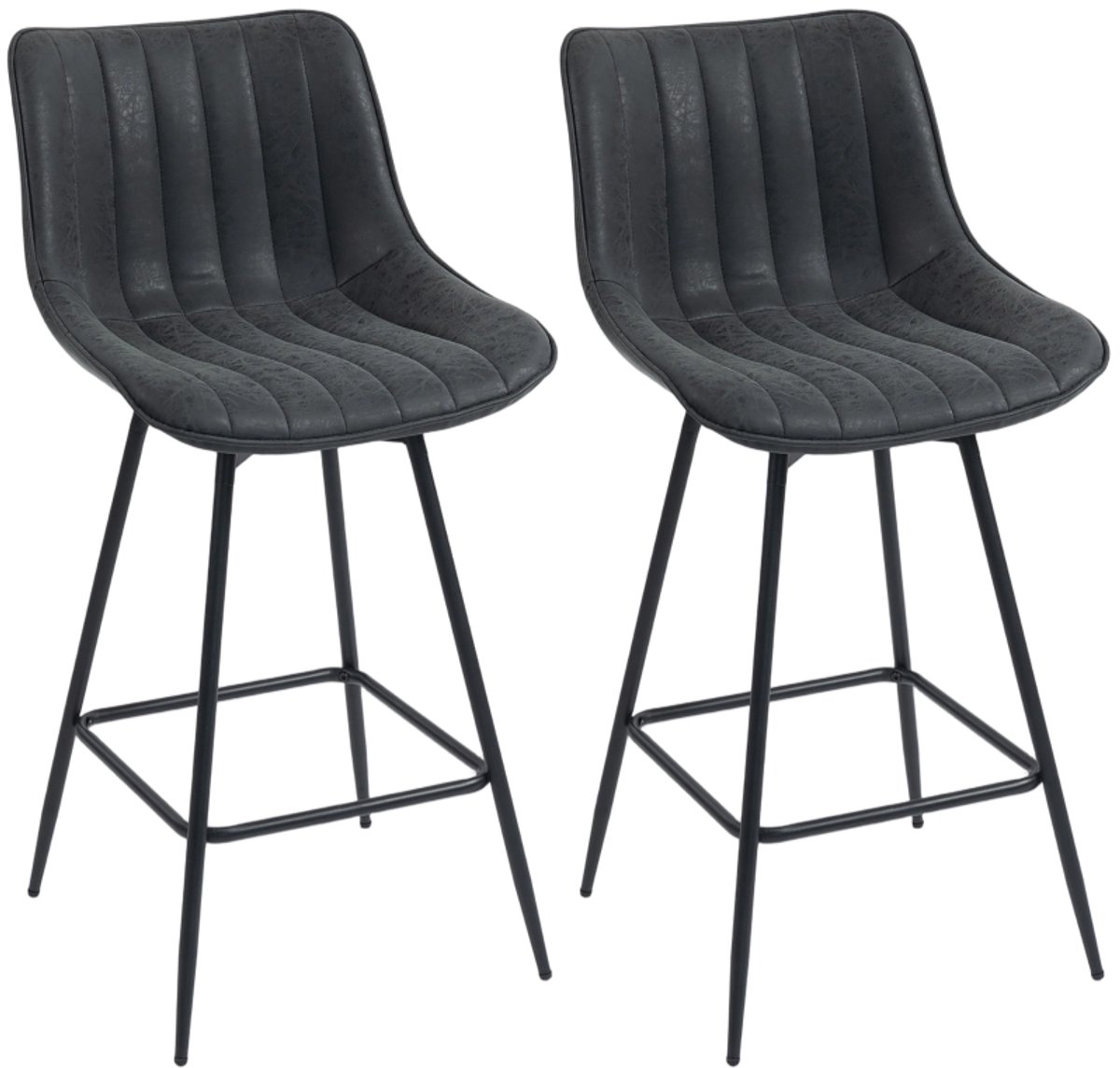 Clruro Barkrukken - 68 cm Zithoogte - 2 Stuks 360° Draaibaar - PU/Staal - Zwart