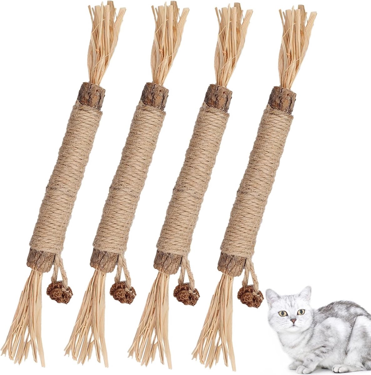Voerpuzzel voor kat - Natuurlijke Silvervine Kauwstokken - 22 cm - Duurzaam Kattenspeelgoed voor Gezondheid en Speelplezier