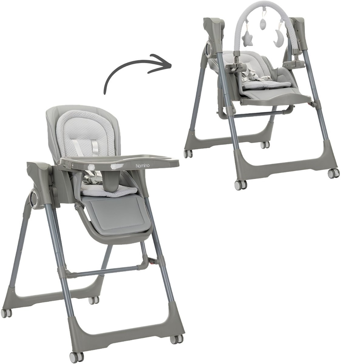 Lorelli Nomino Grey 2-in-1 Kinderstoel / Elektrische Babyschommel