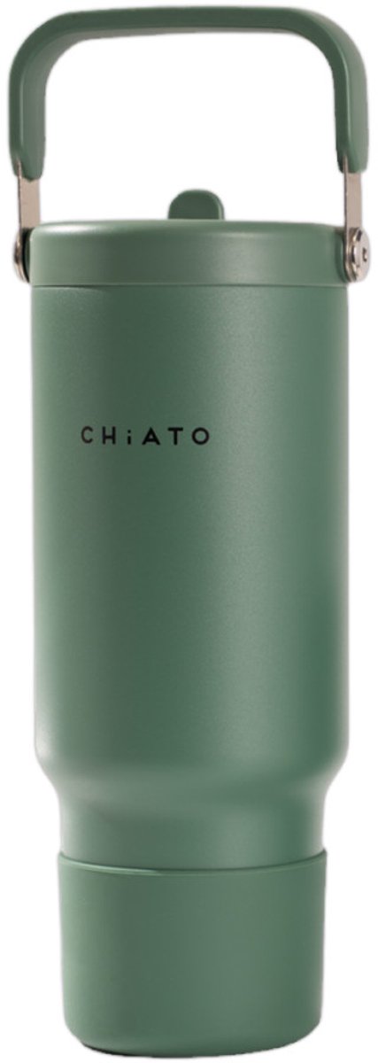 CHiATO Home freshSIP Sage Green geïsoleerde tumbler met een flipdeksel en rietje, 946 ml – Groen