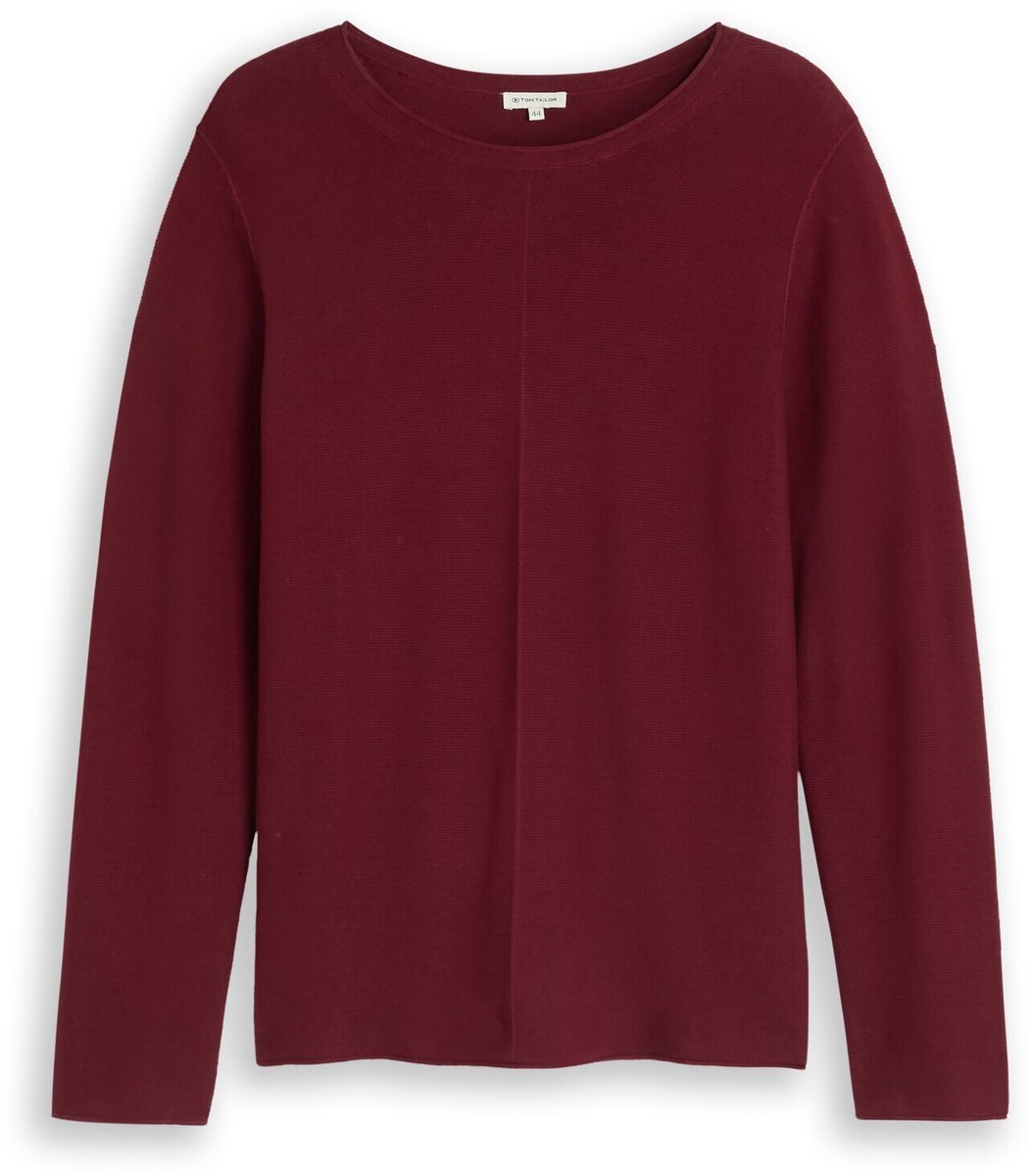 Tom Tailor - Plus Size - katoenen gebreide trui - Maat 50 - Preppy Plum