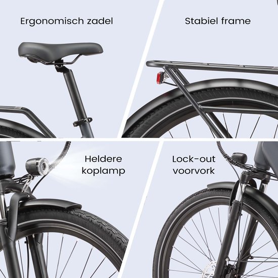 Maxtron Lira 28 Inch Elektrische Stadsfiets - 48V 15Ah Lithium-accu - Actieradius tot 140 km - 250W Motor - Hydraulische Schijfremmen - Shimano 7 Versnellingen - Max. Belastbaar 120 kg - Met Achterlicht - Grijs van Maxtron — afbeelding 3