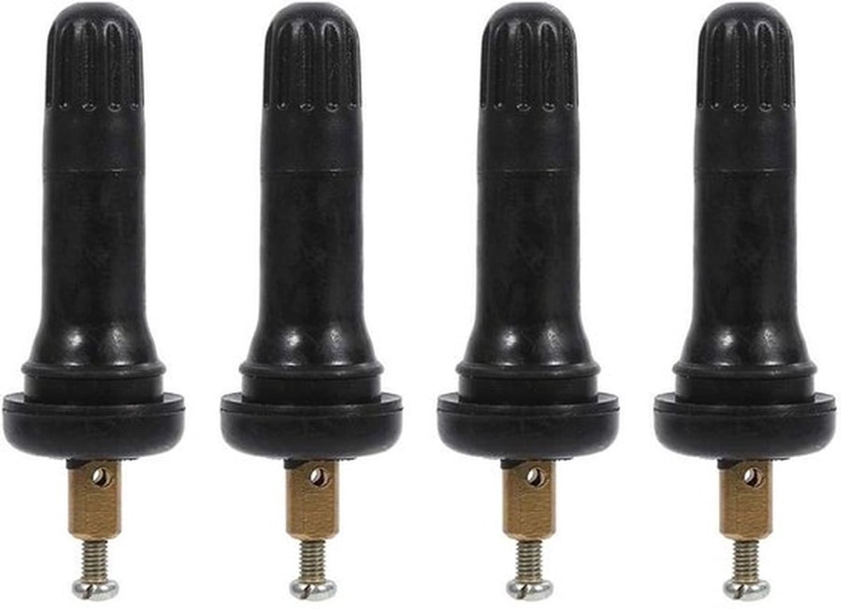 Ventielstammen 4 Stuks - Bandenspanningscontrolesysteem - TPMS Sensor - Rubber & Koper - Zwart - 6 cm Lengte - Bandenklep