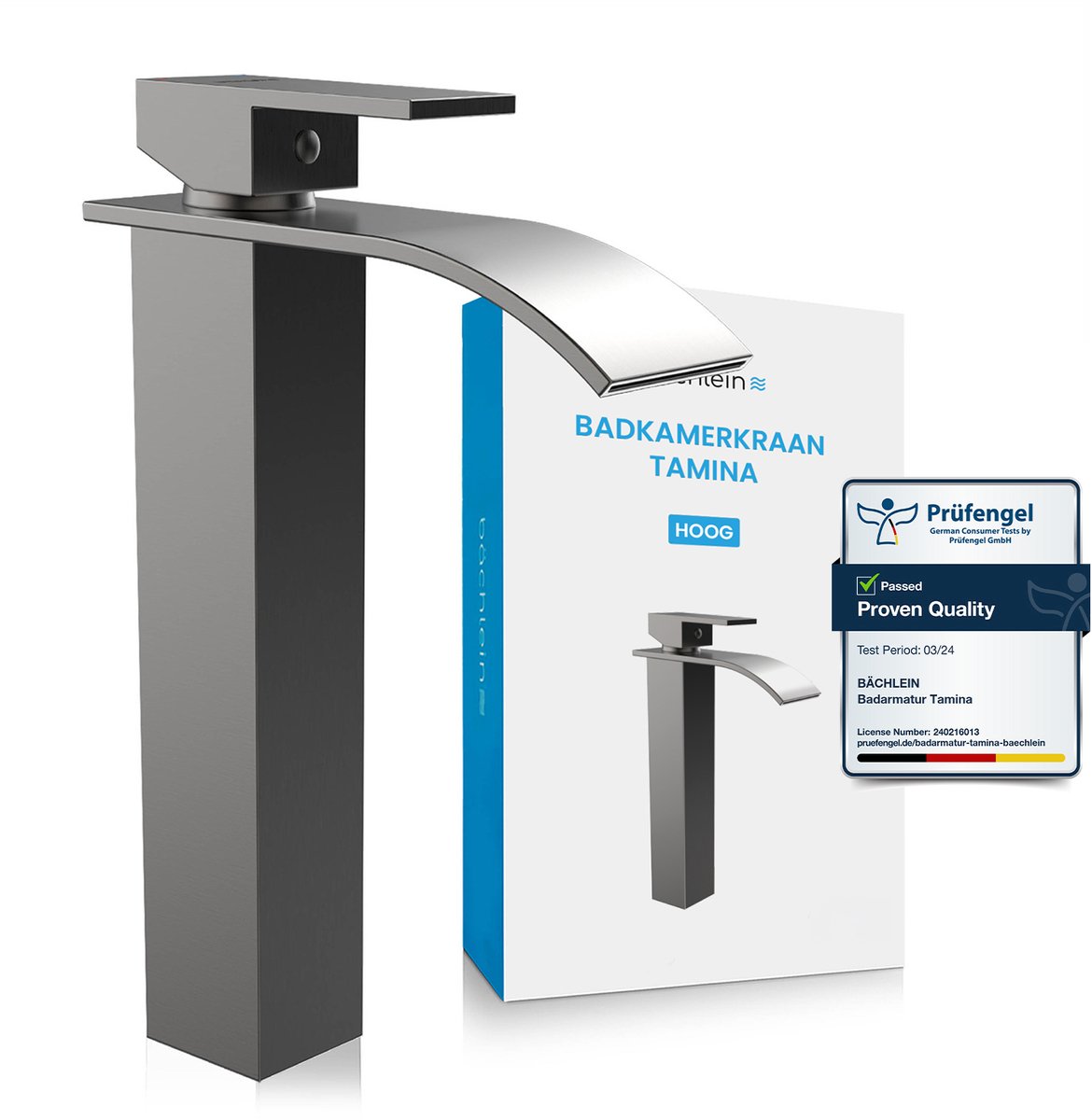 Bächlein Wastafelkraan Tamina hoog waterval-design - Antraciet