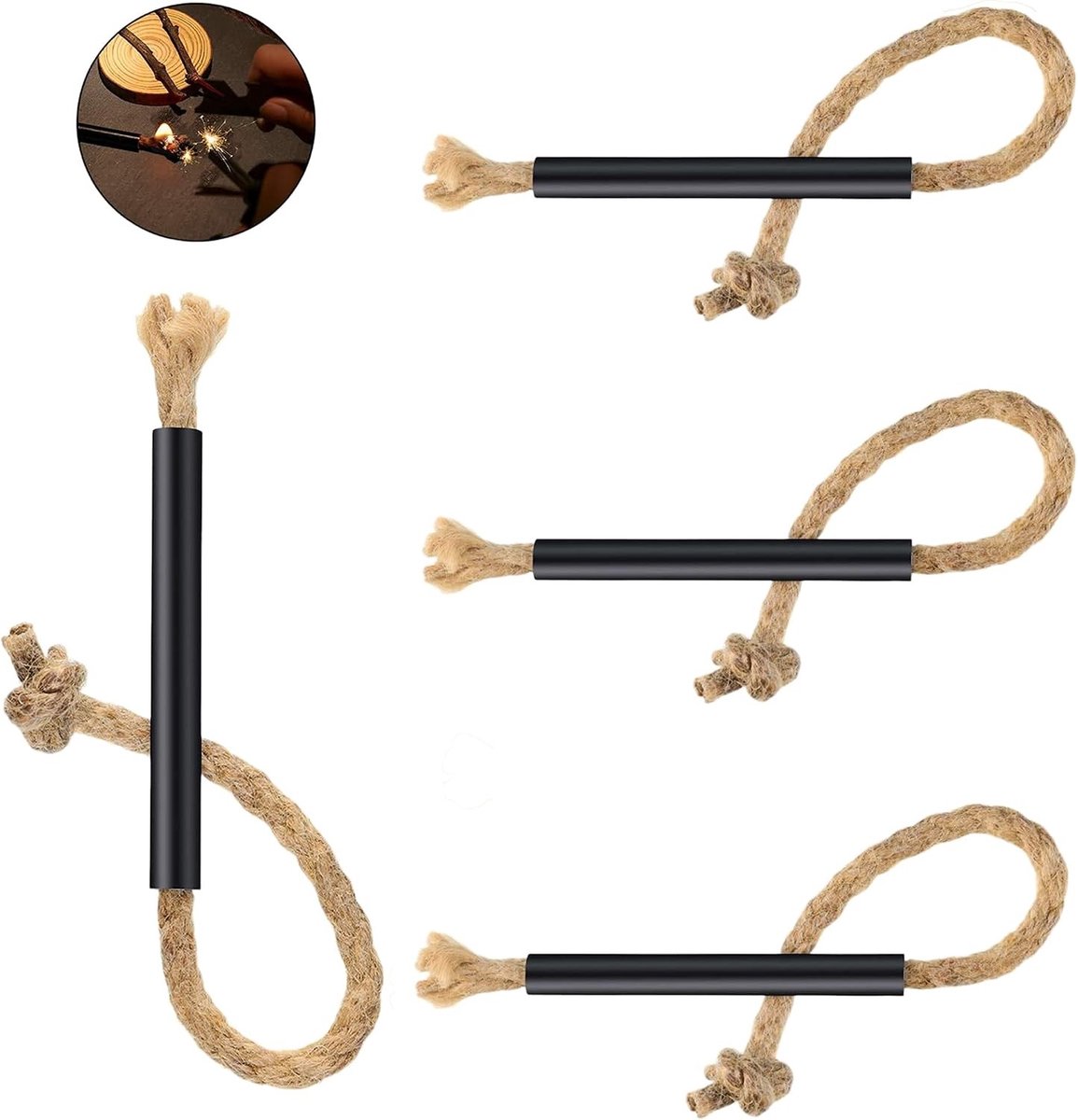 Vuurstarter - Waterdicht - 8,5 cm - Wax Henneptondel met Aluminium Mouw - Voor Outdoor Camping en Survival
