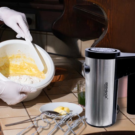 Handmixer - 400 W - 5 snelheden en turbofunctie - RVS gardes en deeghaken van Eisenbach — afbeelding 4