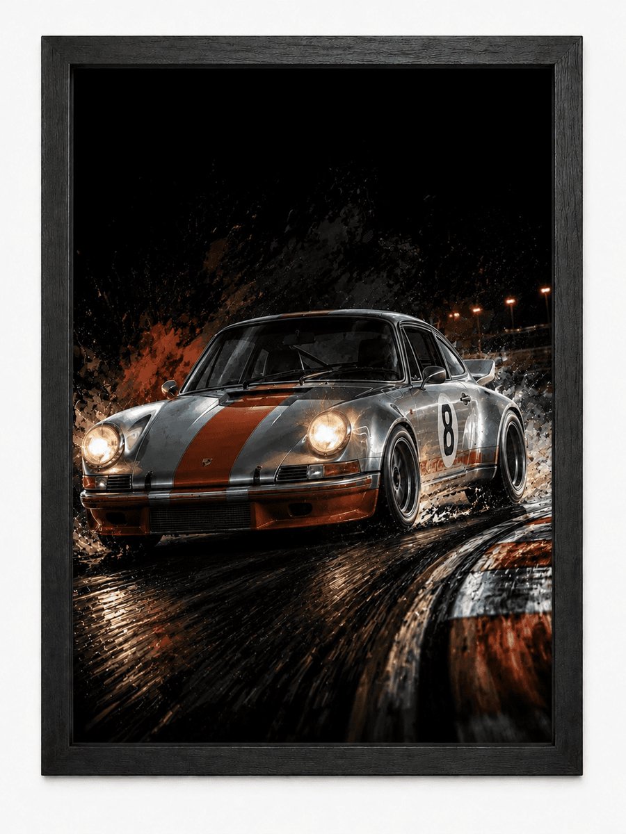 Porsche 911 Carrera RSR Poster | Klassieke Raceauto | Inclusief Zwarte A4 Lijst