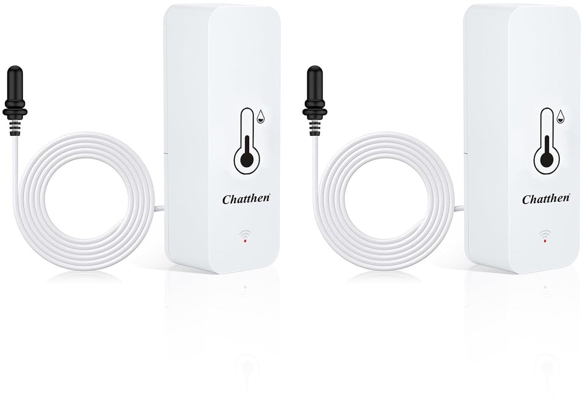 Wifi-thermometer - Wit - 7,0 x 2,5 cm - Temperatuur- en Luchtvochtigheidssensor met Externe Sonde - Voor Binnen en Buiten