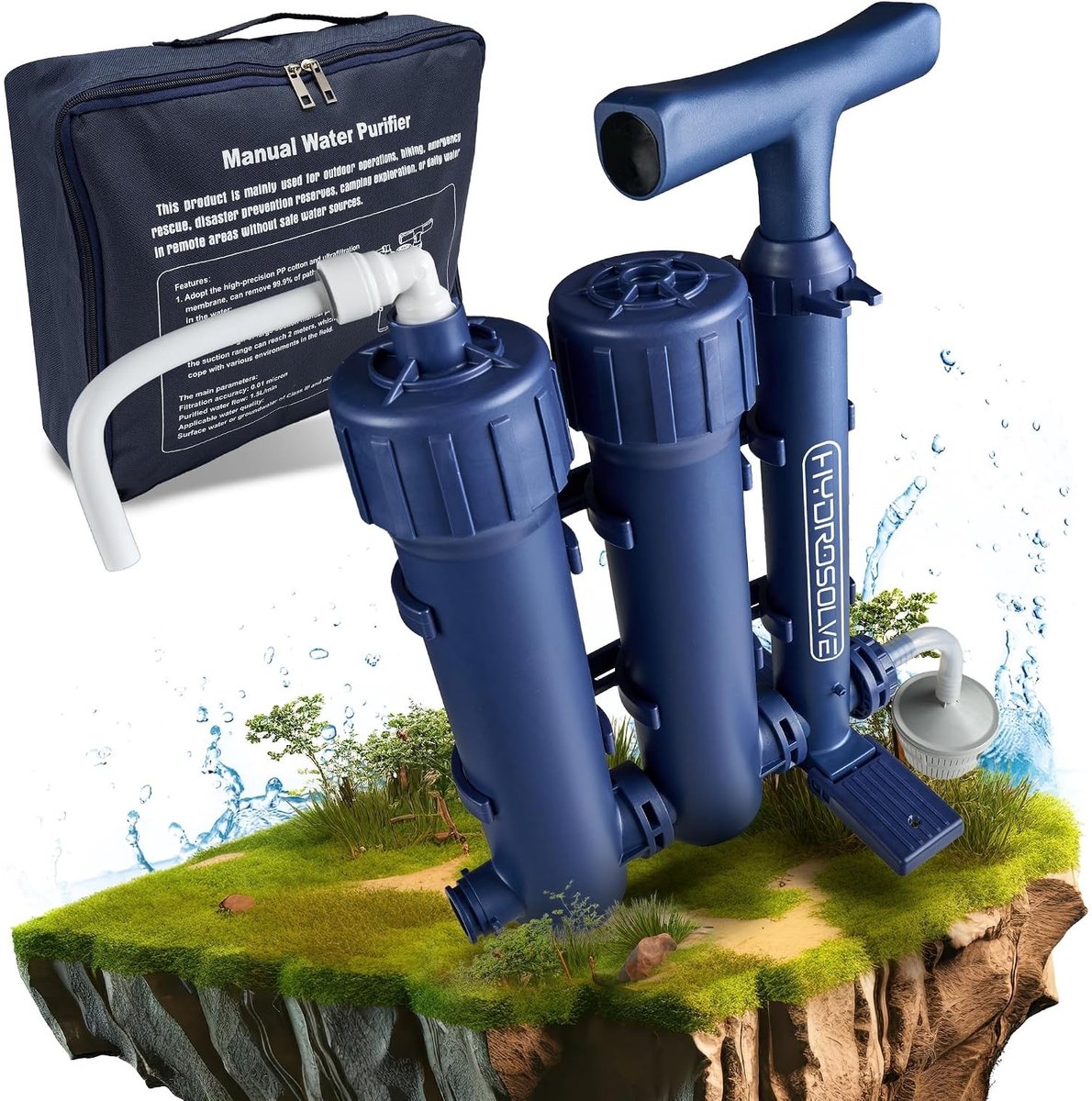 Waterfilter survival - Filter op draagbaar water - Ultracompact waterfilter met handpomp - Outdoor en noodsituaties
