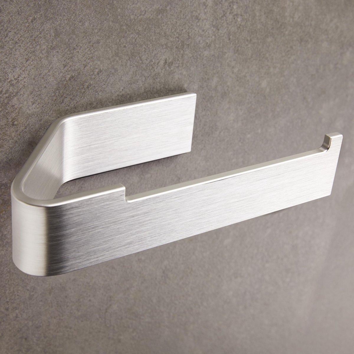 Famanu – Toiletrolhouder zonder boren, zelfklevende WC rolhouder met modern ontwerp voor badkameraccessoires in zilvergrijs, zonder plankje