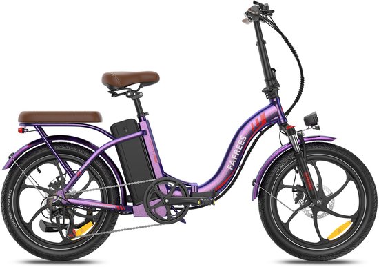 Fafrees 25AH Elektrische vouwfiets - E-Bike - 20 x 3.0 Inch Dikke Banden - Maximaal bereik 150 km - Shimano 7 versnellingen - 20 Inch opvouwbare City Commuter E-Bike - Elektrische stadsfietsen– Paars van FAFREES — afbeelding 2