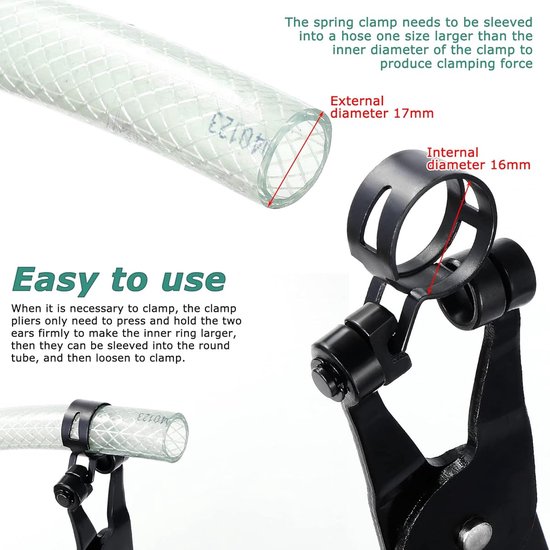 Slangklemmen Set - Veerklemmen 300-delig - 10 Maten van 5-18 mm - 360° Gelijkmatige Klemming - 65MN Verenstaal met Dacromet-Coating - Inclusief Klemtang - Voor Auto, Brandstof-, Water- en Vacuümslangen — afbeelding 4