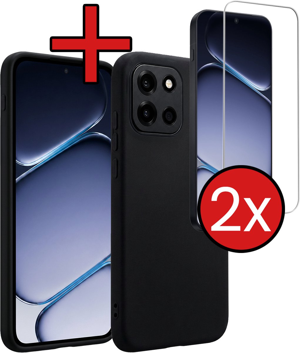Hoesje - Met 2x Screenprotector - Geschikt voor OnePlus Nord 6 - Sterk & Shockproof - Telefoon Hoes - Back Cover - Siliconen Case - Telefoonhoes - Zwart