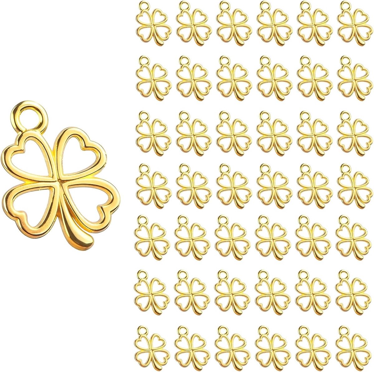 Gouden Klaverblad Hangers - Goud - 17 x 13 x 1,5 mm - Legering - Voor Sieraden en Decoratie