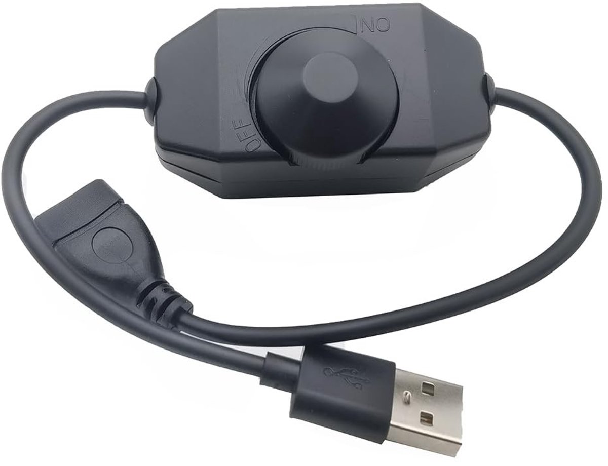 USB LED Knopdimmer - Zwart - - Kunststof - Voor LED-strips en Lampen
