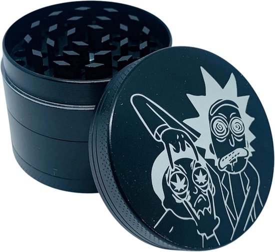 Grinder - Zwart - 50 mm - Zinklegering - Voor Gedroogde Kruiden — afbeelding 4