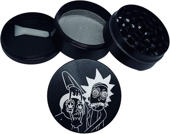 Grinder - Zwart - 50 mm - Zinklegering - Voor Gedroogde Kruiden — afbeelding 3