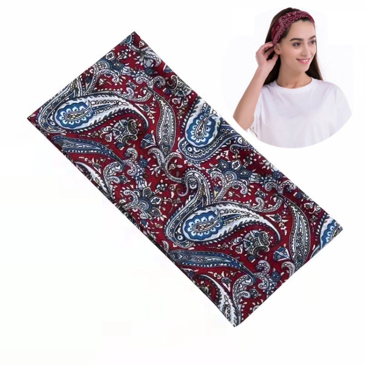 Mooie paisley haarband- gebloemd bandana rood - haarband - bandana haaraccessoire| Gym| yoga| dagelijks gebruik voor vrouwen