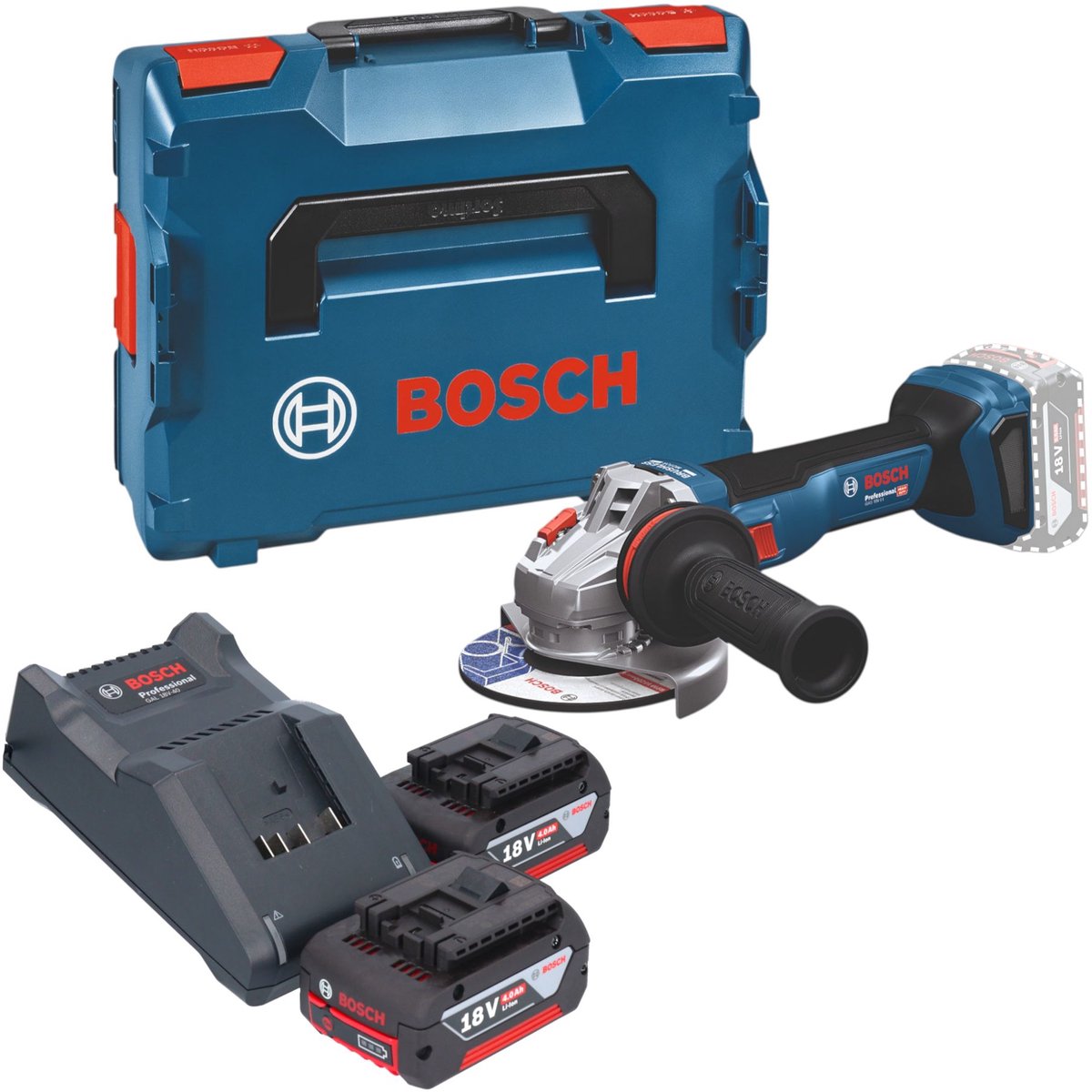 Bosch GWS 18V-11 Professional accu haakse slijper 18 V 125 mm borstelloos + L-Boxx ( 06019N4102 ) - zonder accu, zonder oplader