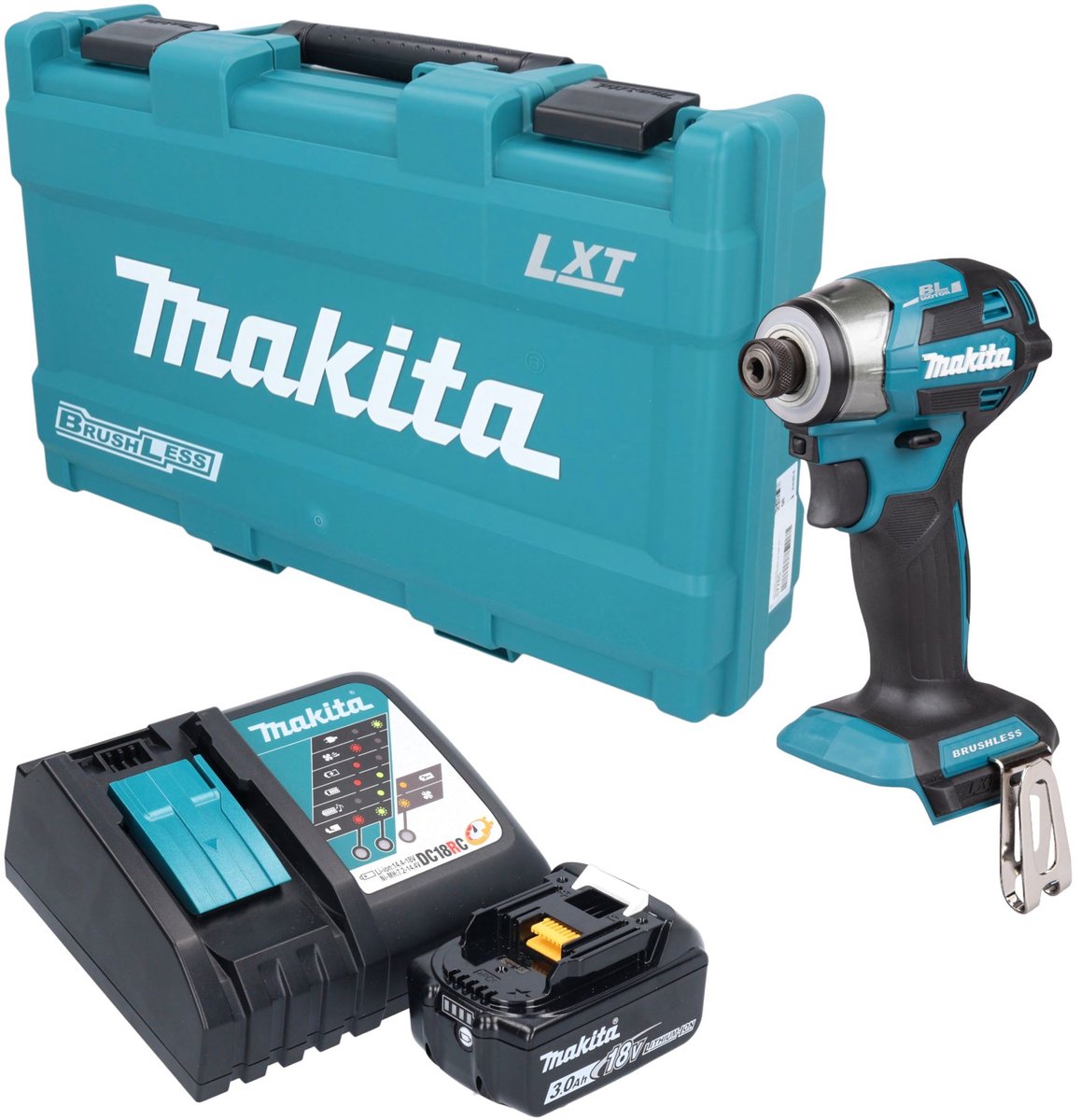 Makita DTD 173 RF1K accu-slagmoersleutel 18 V 180 Nm 1/4" borstelloos + 1x accu 3,0 Ah + oplader + koffer