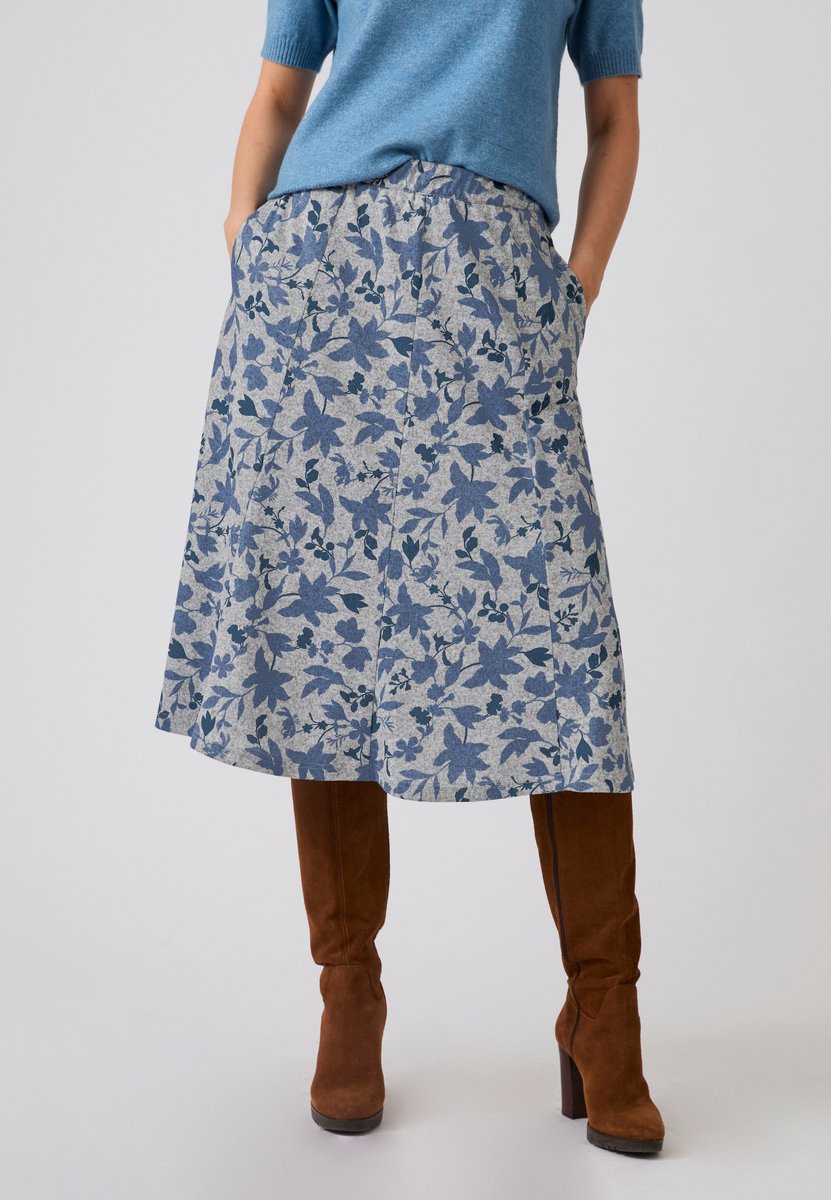 Damart - Gebloemde jersey rok met Thermolactyl-label - Dames - Blauw - S