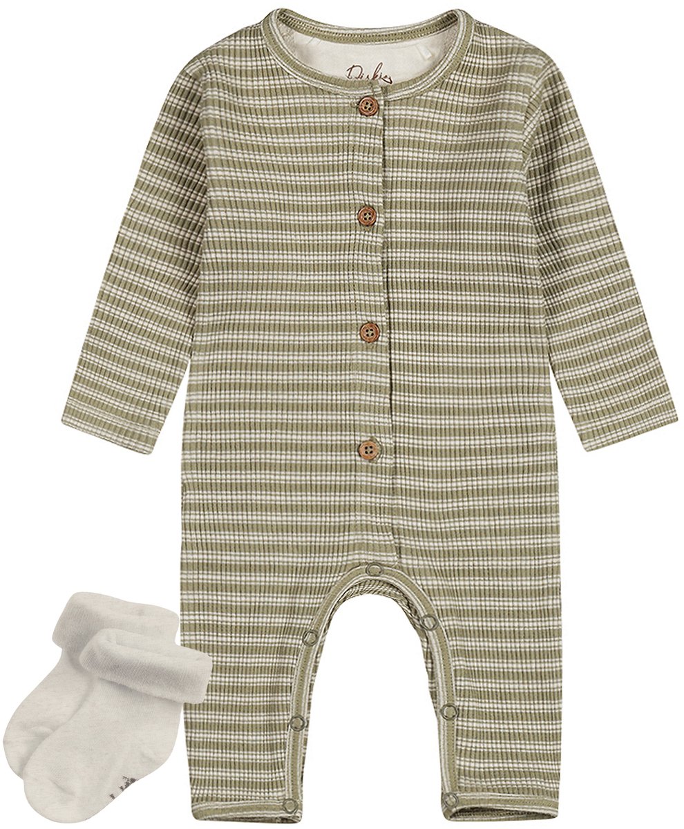 Dirkje - Noppies - Boxpak Light Faded Green - sokjes offwhite - Maat 68