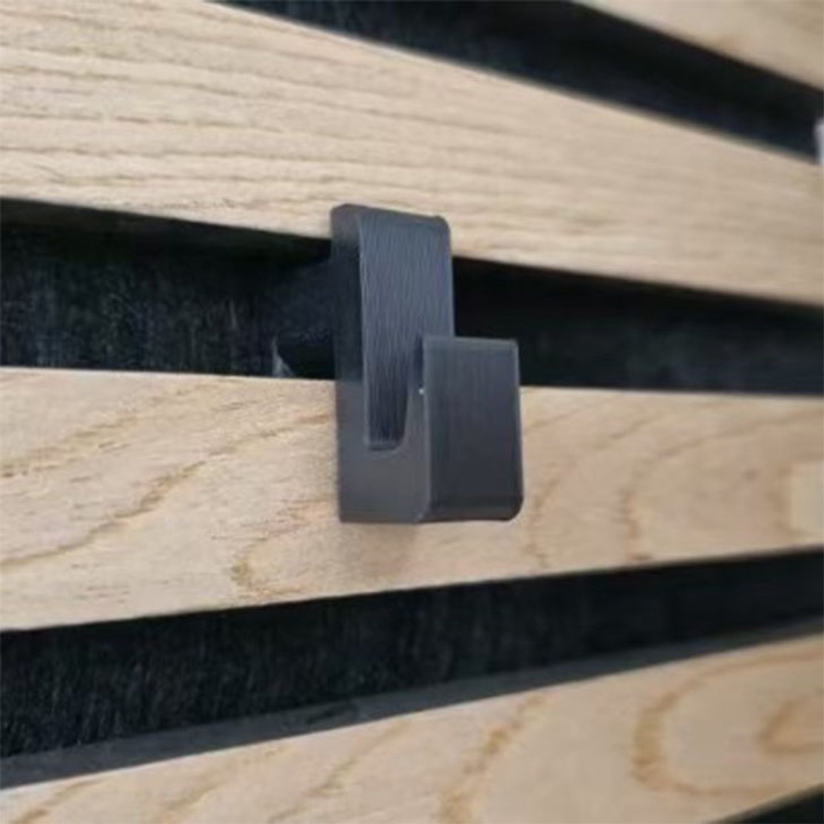 KZQ Kledinghaken - Ontworpen voor akoestische panelen - Montage zonder boren - Garderobehaken voor akoestische panelen - 13 mm tussenruimte - Set van 6 - Zwart - Horizontale installatie