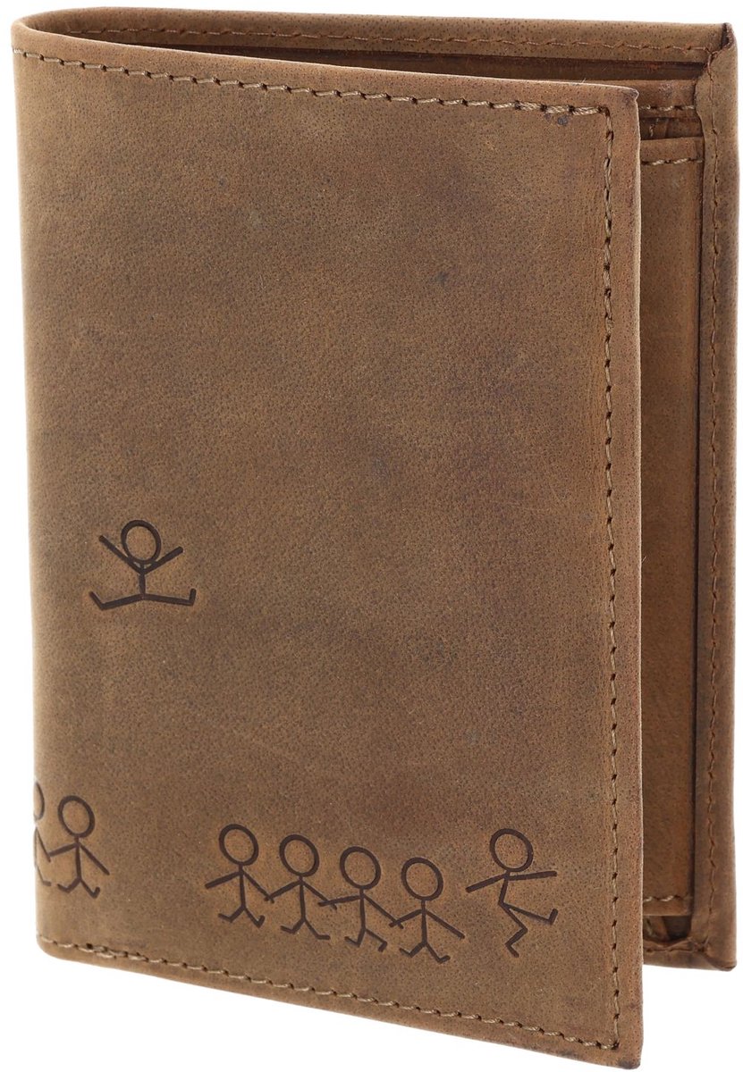 oxmox Leren portemonnee Leather RFID Protect Kombibörse Jumping Jack 2.0 Embossed Vintage Light Brown bruine
