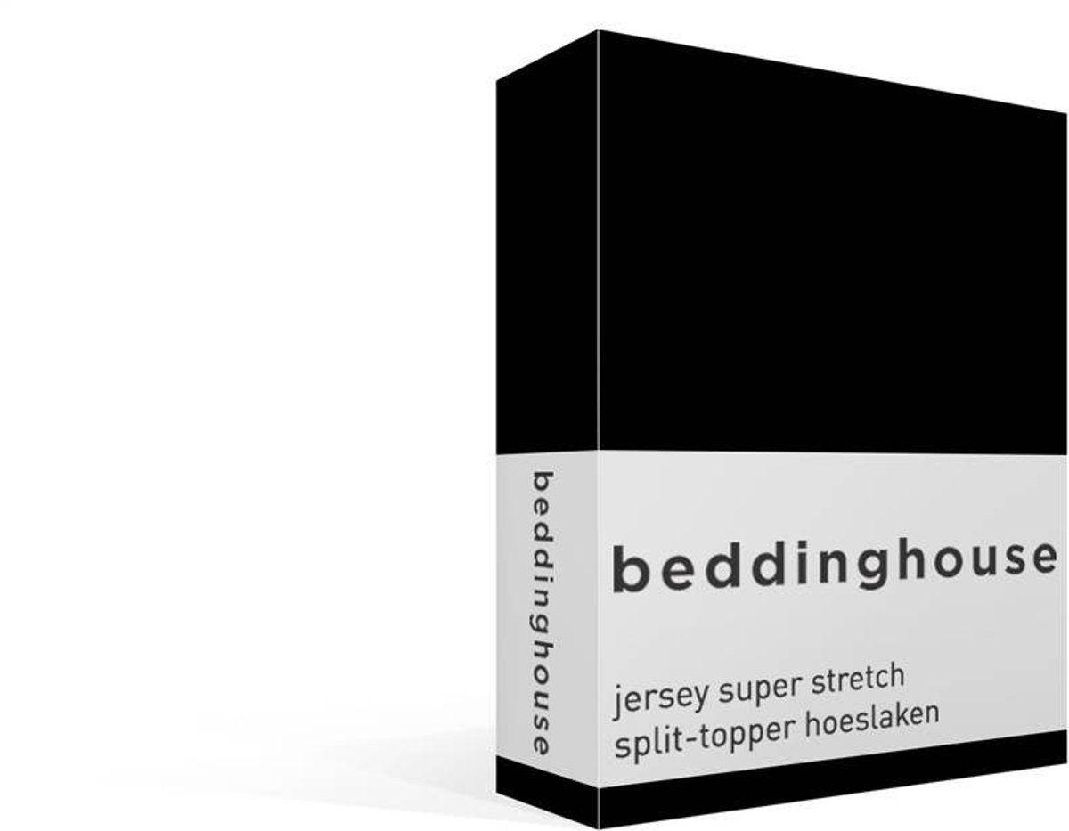 Beddinghouse katoen - Splittopper Hoeslaken - 160 x 200/220 cm Pocket depth: 25 cm Split: 85 cm - Zwart