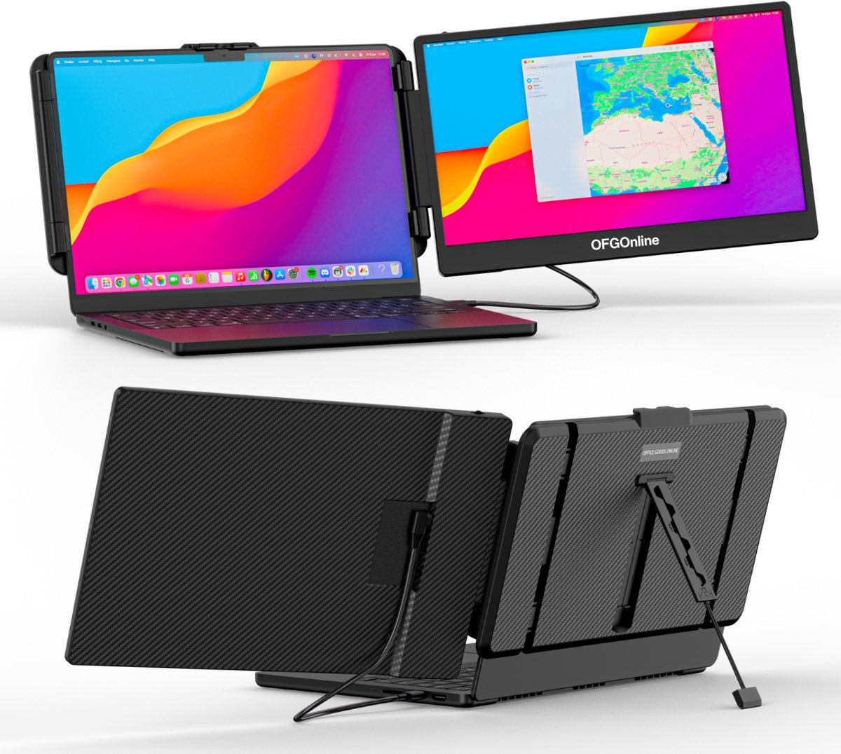 Alpha Pro Dual Portable Monitor 14 Inch Full HD USB-C - Inclusief Draagtas - Plug en Play - Draagbare monitor - Draagbaar scherm - USB Monitor