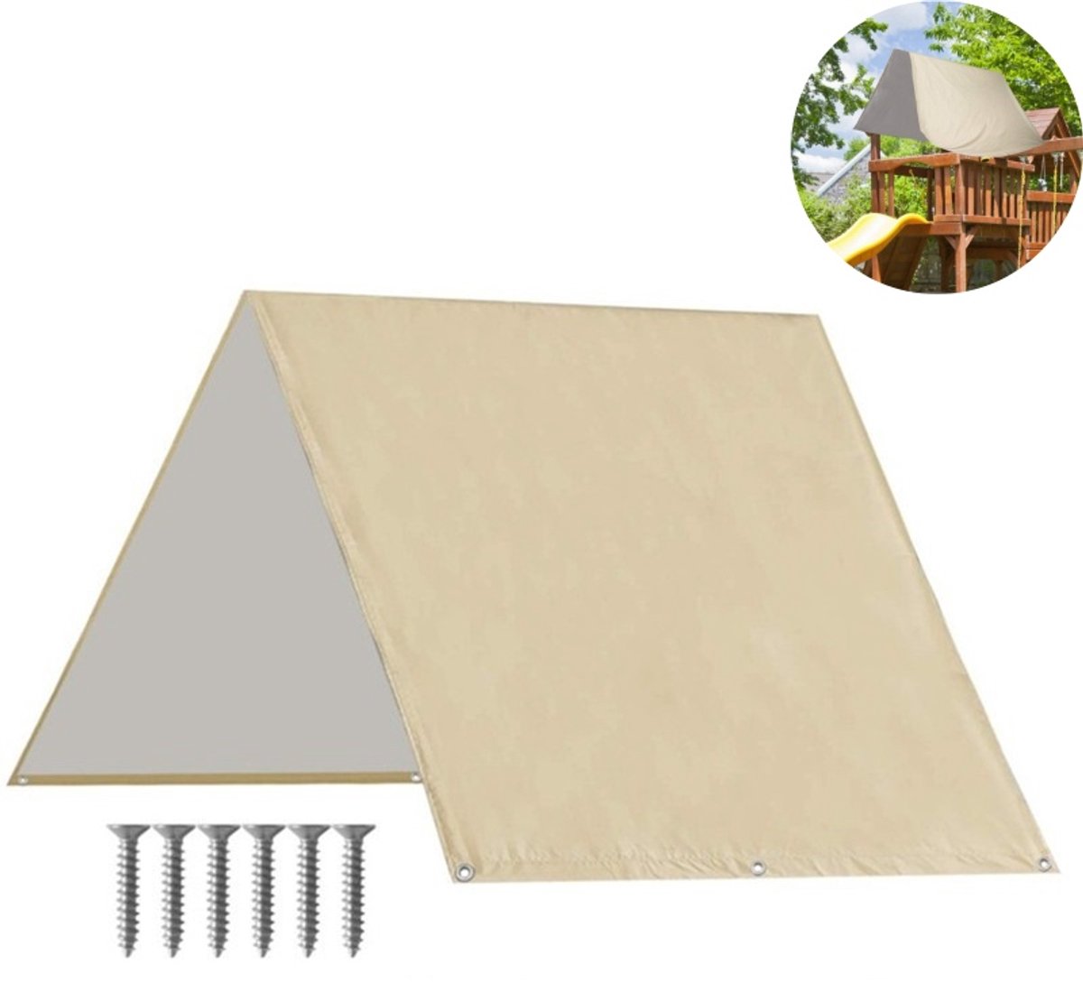 1 stuk - speelplaats dakafdekhoes voor kinderen - speeltoestel afdak - regen en zon beschermhoes - waterdicht, UV-bestendig - stofdicht - stevig oxford weefsel - 132*228cm- buiten speeltuin, speelplaats, recreatiepark - crème wit