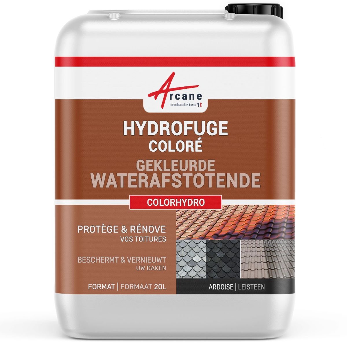 Gekleurde waterafstotende dakimpregneer voor betonnen, cementen dakpannen en leien: COLORHYDRO