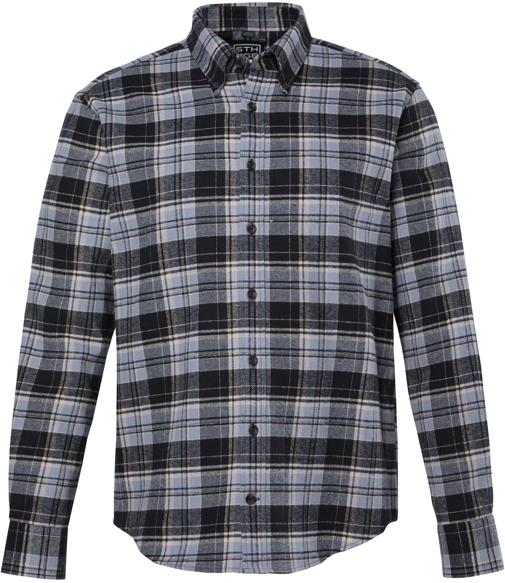 STHUGE - Heren - geruit flanellen overhemd lange mouwen moderne pasvorm tot 8 XL - Dolfijngrijs - Maat 5XL