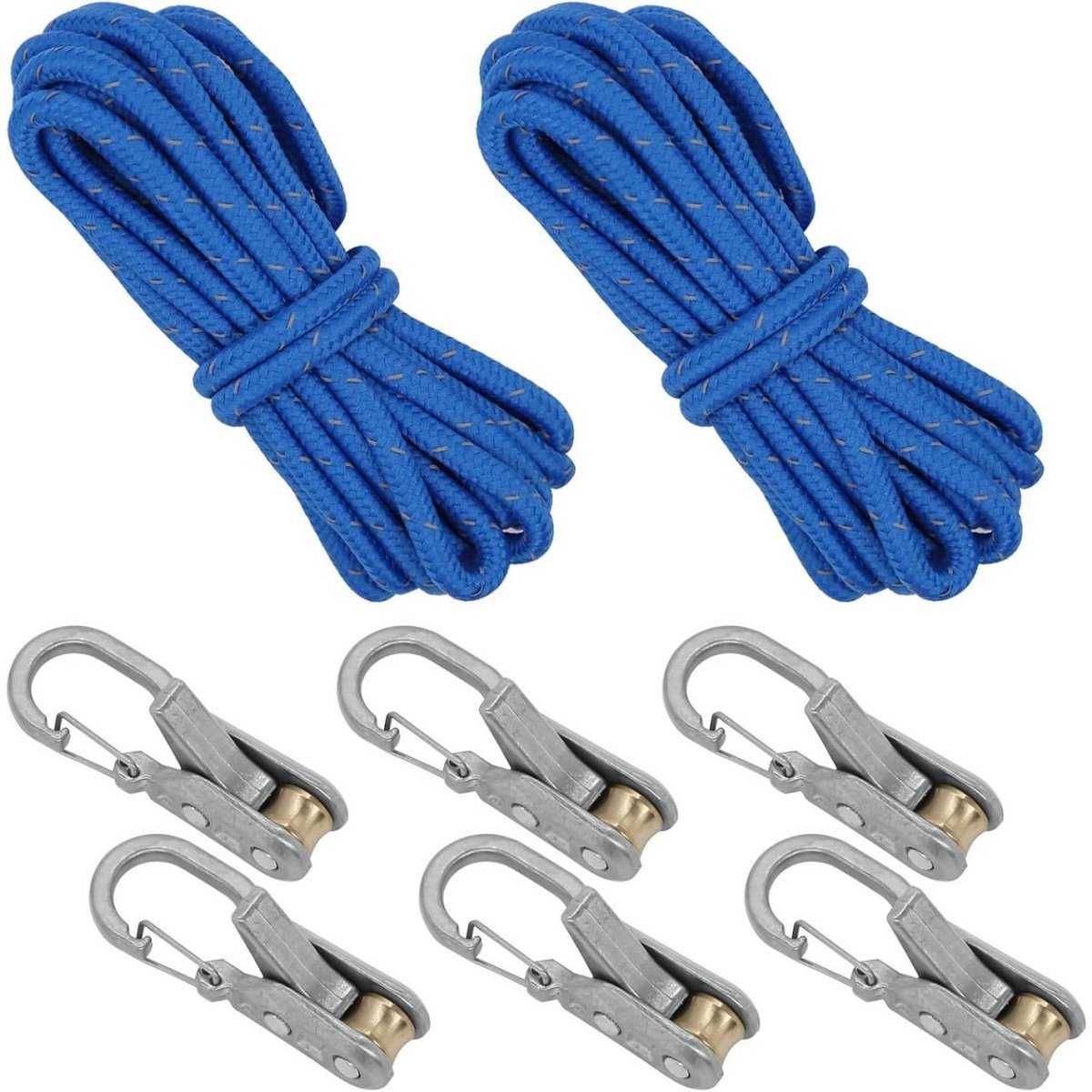 GELLDG 6 Stuks Tendeurs voor Paracorde - Metalen Spanklemmen met Came Boucle - Geschikt voor Camping, Boot en Vrachtwagen Lading - Duurzaam Metaal - Compleet Set voor Snelle en Stevige Bevestiging
