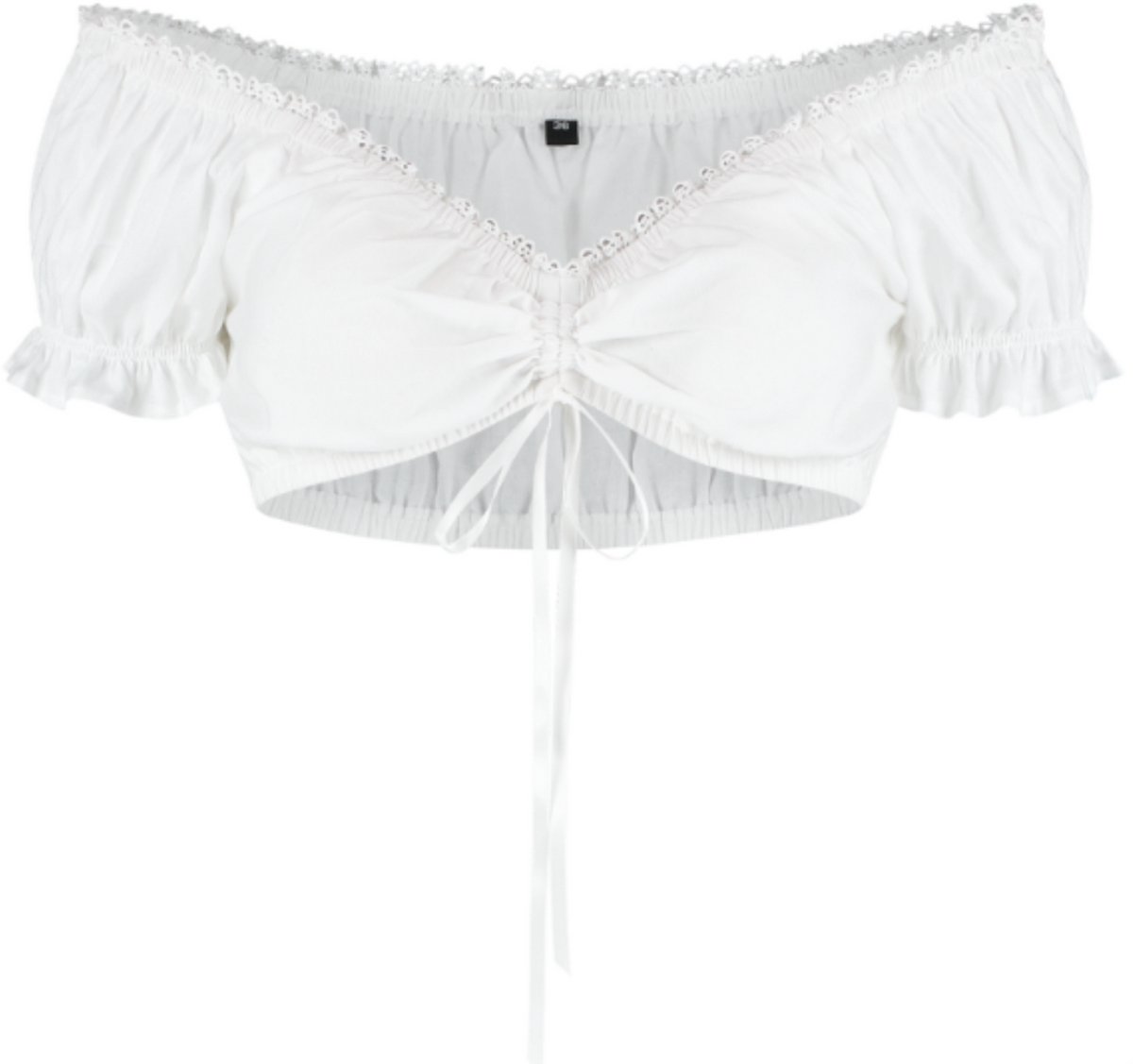 Dirndl Blouse - Carmenblouse Wit - Met Fijn Kant - Dames