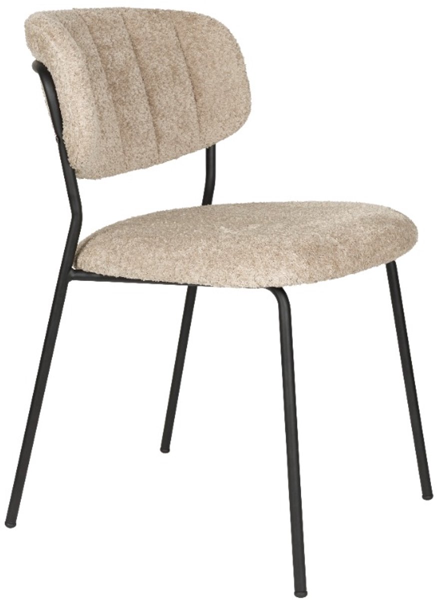 ANLI STYLE Chair Jolien Black/Beige Bouclé - set van 2