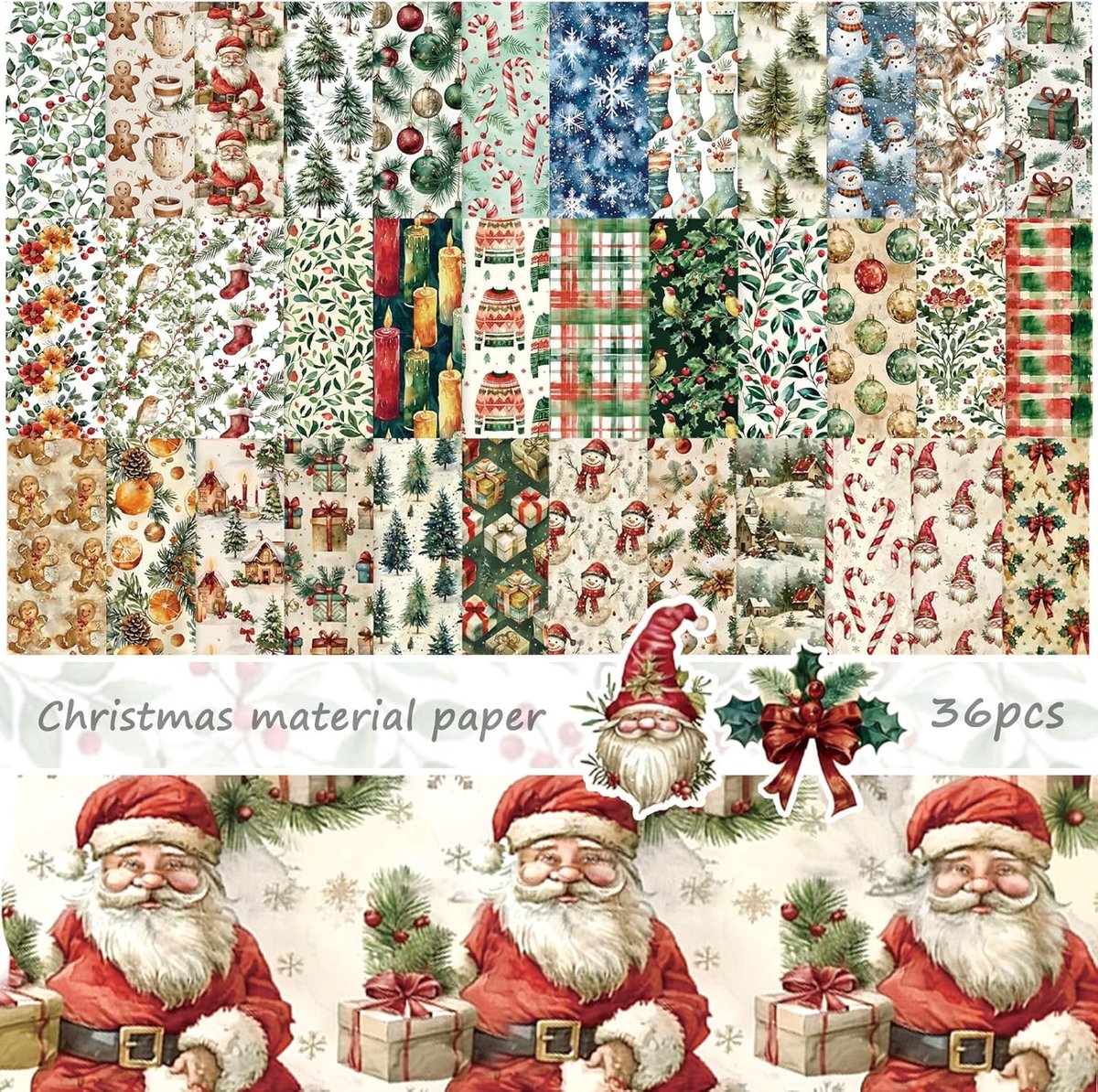 36 vellen plakboek papier 15 x 15 cm, patroon papier aquarel