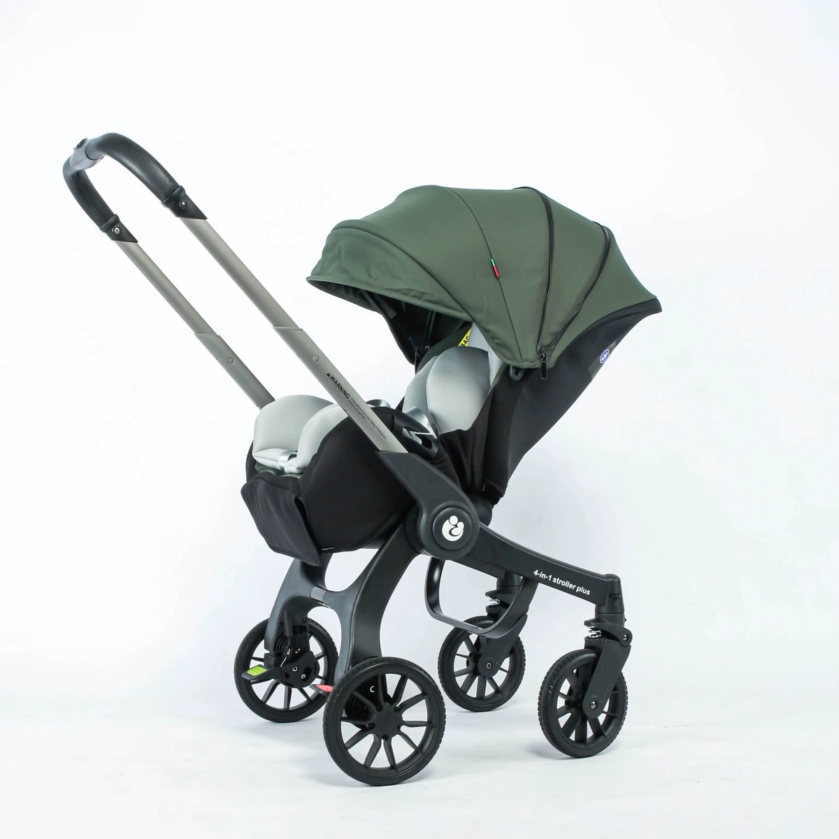 4-in-1 Autostoel Kinderwagen – Reissysteem – Baby Autostoel met Onderstel – Verstelbare Duwbeugel – Groen