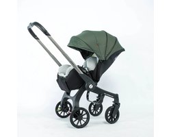 4-in-1 Autostoel Kinderwagen – Reissysteem – Baby Autostoel met Onderstel – Verstelbare Duwbeugel – Groen