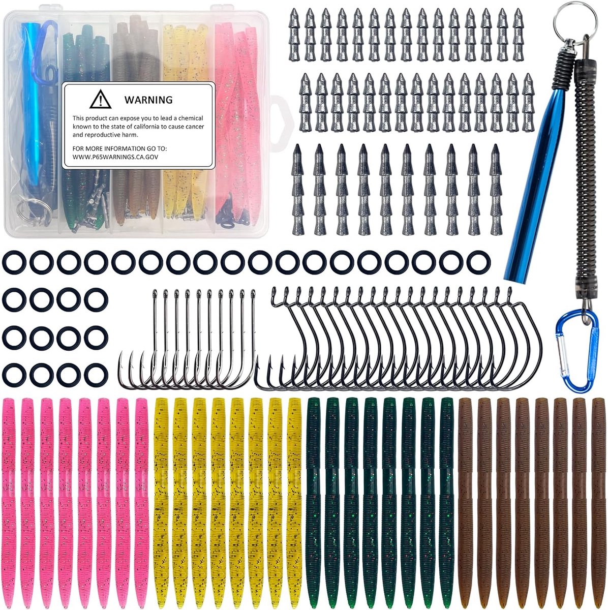 Worm Fishing Lure Set, 134 stuks Senko Worms visaas-kit, zachte